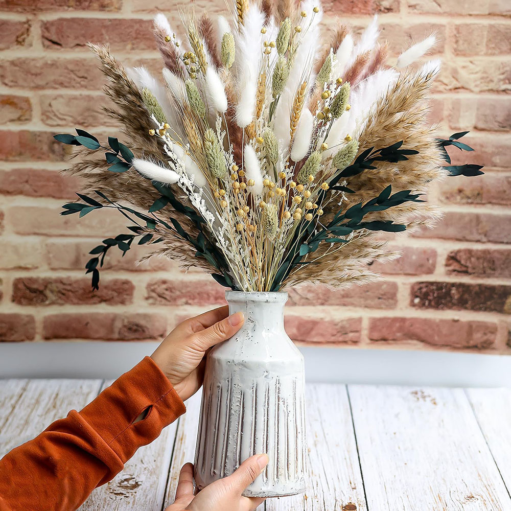 Dried Pampas Bundle - 100 szt. Suszony Bukiet Trawy Pampasowej,
