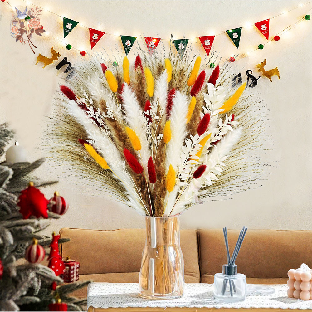 Dried Pampas Bundle - 70 sztuk naturalnych, puszystych trzonków trawy